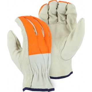 2510HOS Majestic® Cowhide Drivers Glove with High Visibility Orange Printed Fingers